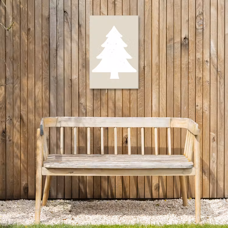Japandi - Kerstboom - Beige - Kerstversiering Tuinposter op houten frame 2 cm dik klein -sfeer4