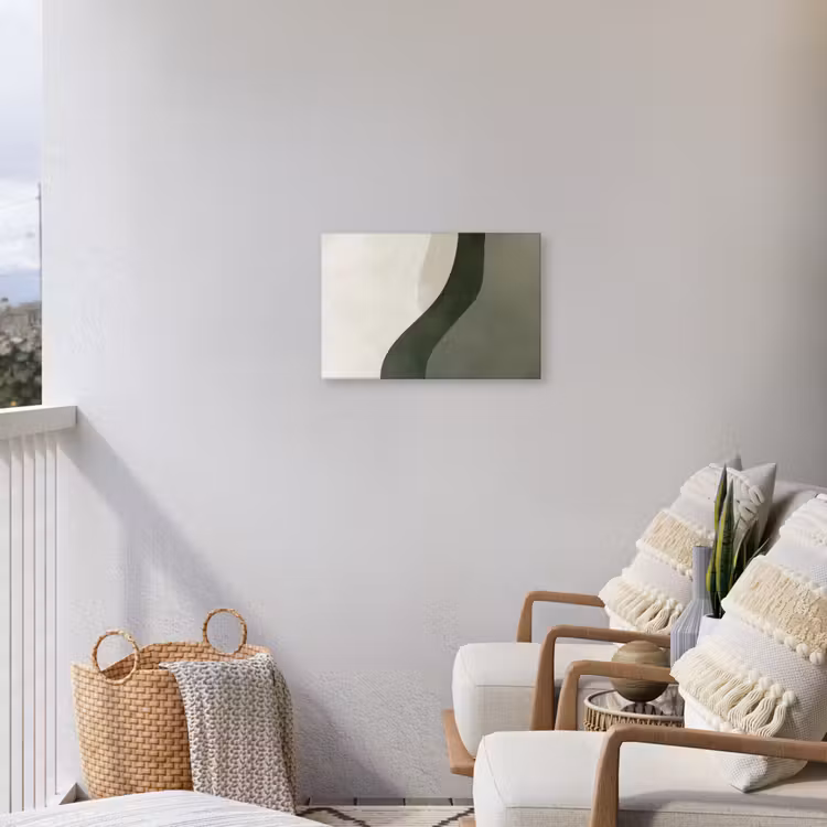 Japandi - Groen - Abstract - Modern Tuinposter op houten frame 2 cm dik klein -sfeer1