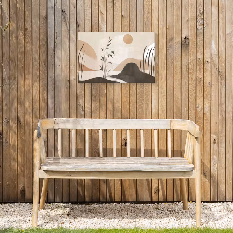Japandi - Landschap - Beige Tuinposter op houten frame 2 cm dik klein -sfeer4