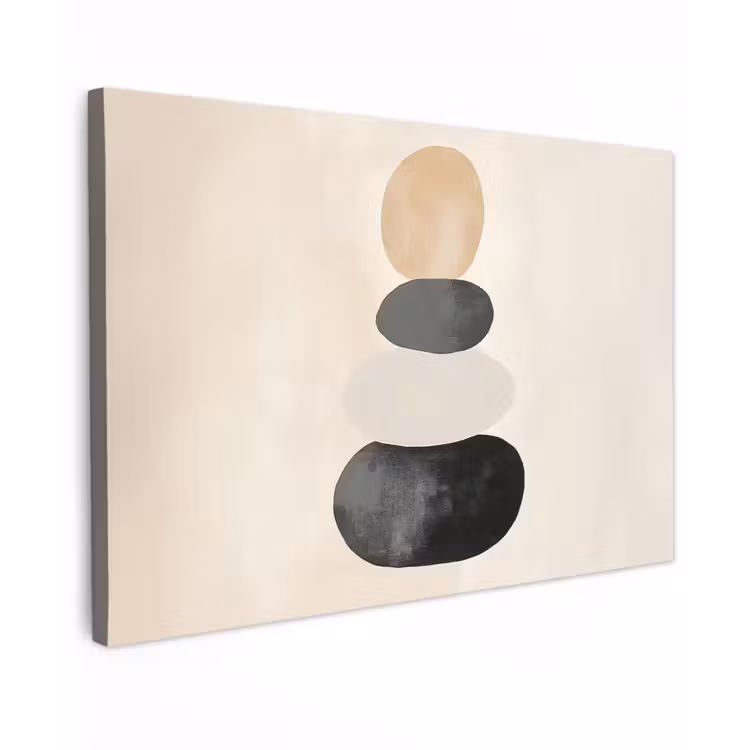 Japandi - Wabi sabi - Beige Tuinposter op houten frame 2 cm dik klein -3d