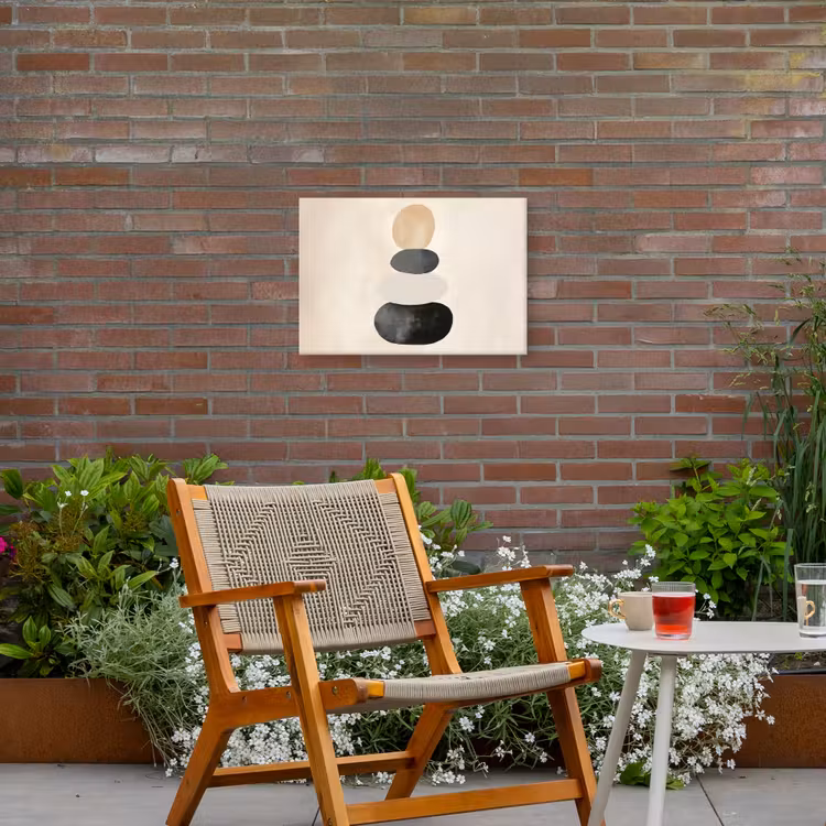 Japandi - Wabi sabi - Beige Tuinposter op houten frame 2 cm dik klein -sfeer3