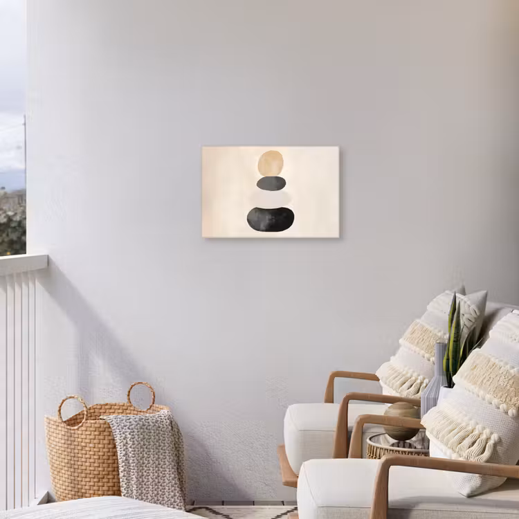 Japandi - Wabi sabi - Beige Tuinposter op houten frame 2 cm dik klein -sfeer1