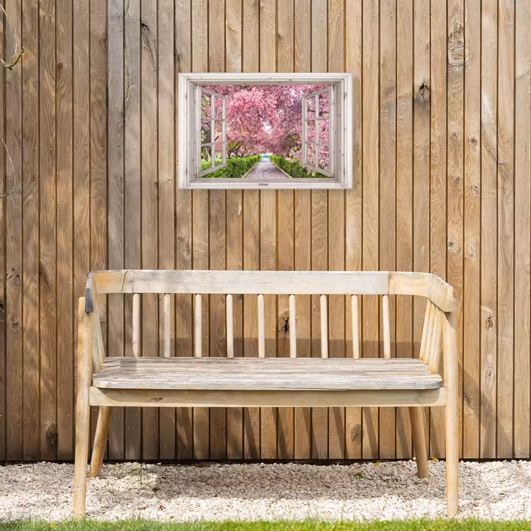 Japans - Sakura - Bloesem - Boom - Bloesem takken - Doorkijk Tuinposter op houten frame 2 cm dik klein -sfeer4