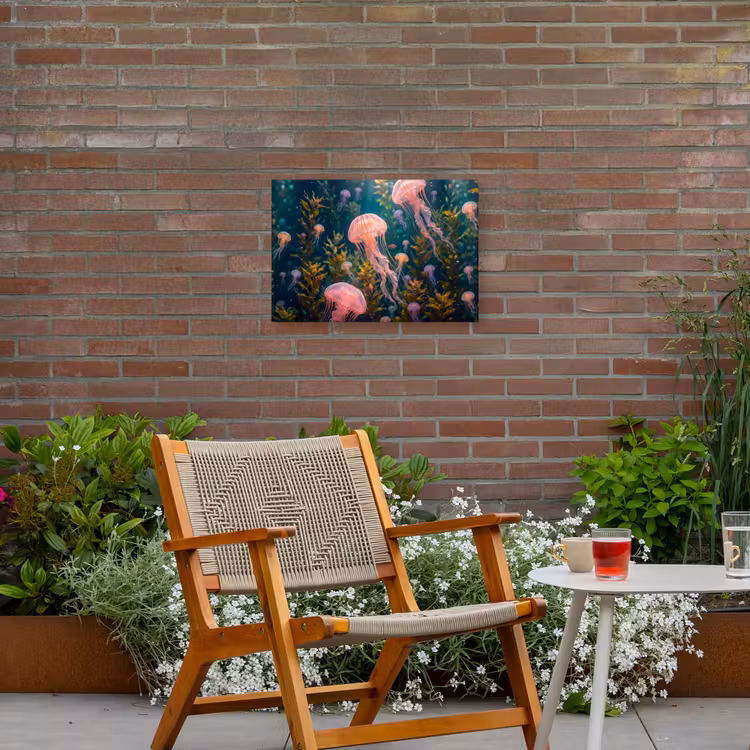 Kwal - Roze - Onderwater - Zeeleven - Dieren Tuinposter op houten frame 2 cm dik klein -sfeer3