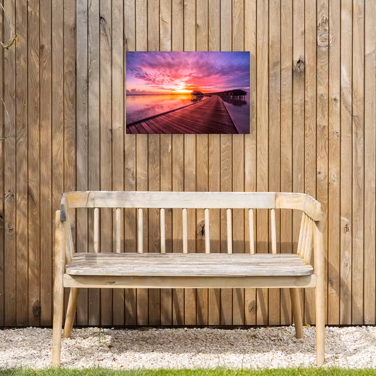 Steiger - Water - Zon - Roze - Horizon Tuinposter op houten frame 2 cm dik klein -sfeer4