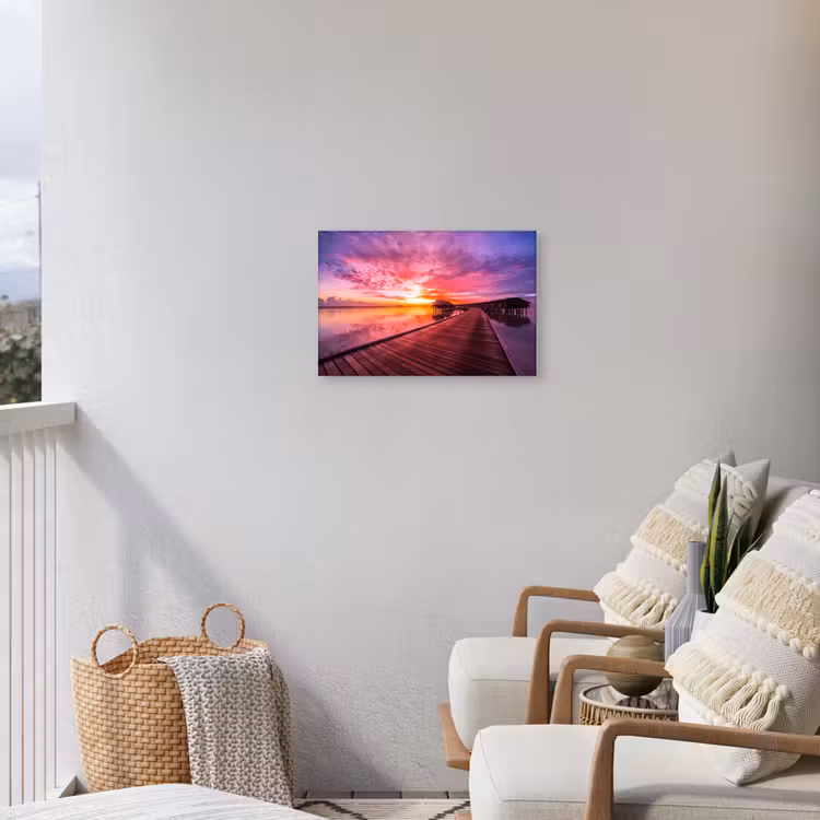 Steiger - Water - Zon - Roze - Horizon Tuinposter op houten frame 2 cm dik klein -sfeer1