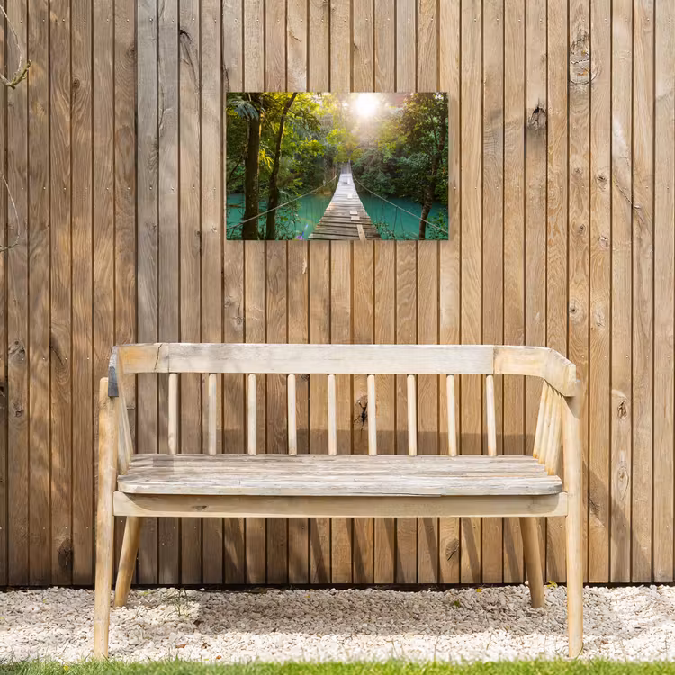Jungle - Water - Brug - Natuur - Planten Tuinposter op houten frame 2 cm dik klein -sfeer4