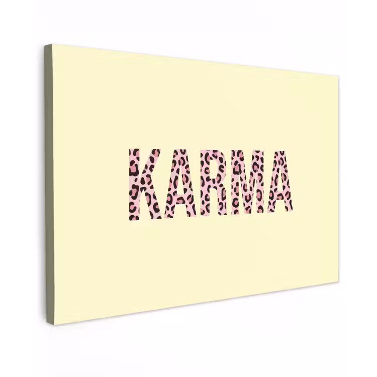 Karma - Luipaardprint - Geel Tuinposter op houten frame 2 cm dik klein -3d