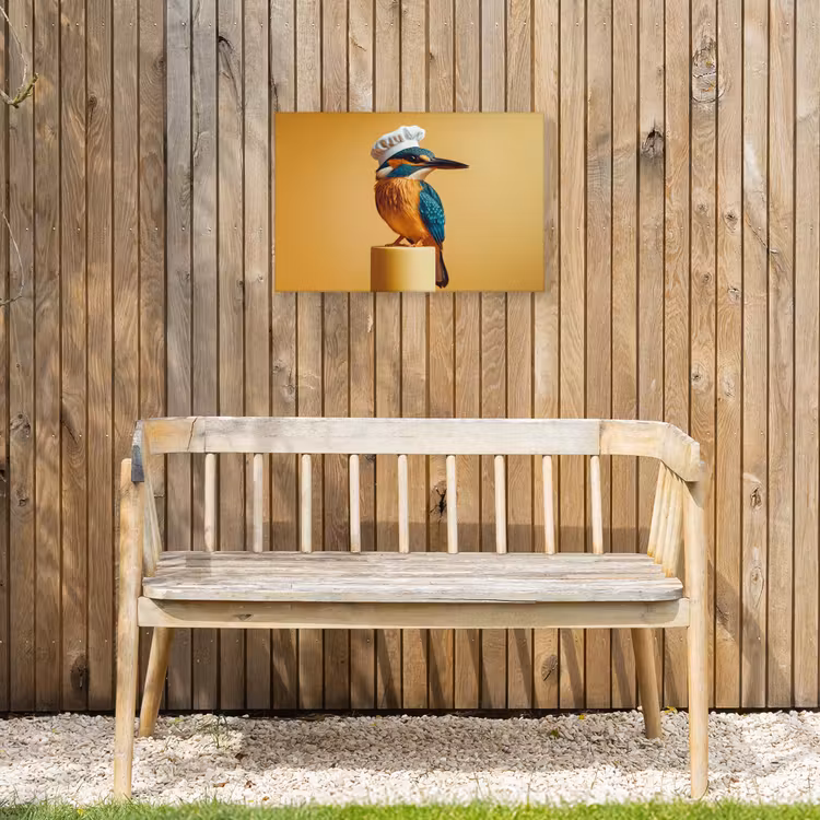 Ijsvogel - Pilaar - Koksmuts - Vogel Tuinposter op houten frame 2 cm dik klein -sfeer4