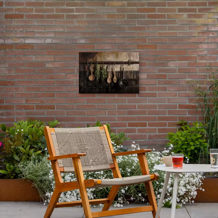 Keukengerei - Rustiek - Tegels - Kruiden Tuinposter op houten frame 2 cm dik klein -sfeer3