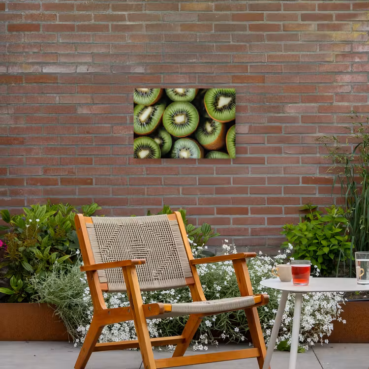 Kiwi - Fruit - Groen Tuinposter op houten frame 2 cm dik klein -sfeer3