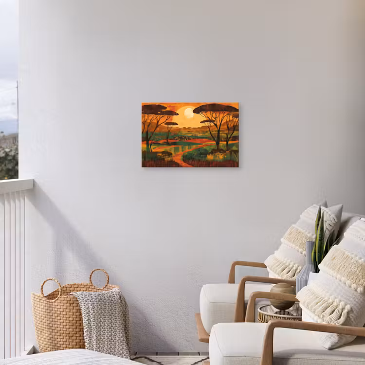 Landschap - Afrikaans - Zon Tuinposter op houten frame 2 cm dik klein -sfeer1