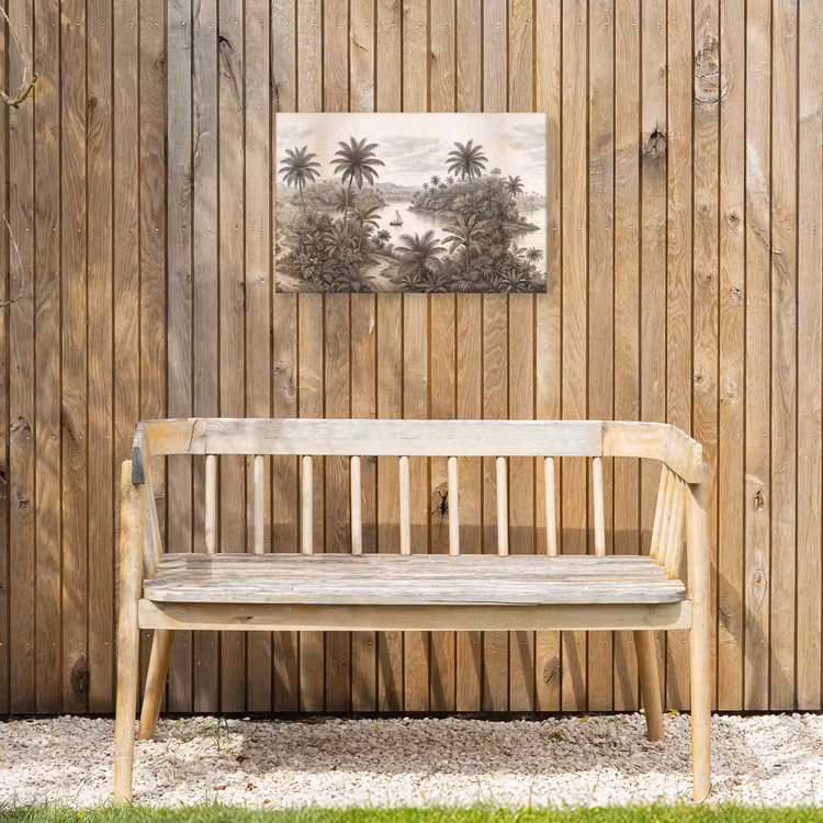Landschap - Rivier - Boot - Tropisch - Vintage Tuinposter op houten frame 2 cm dik klein -sfeer4