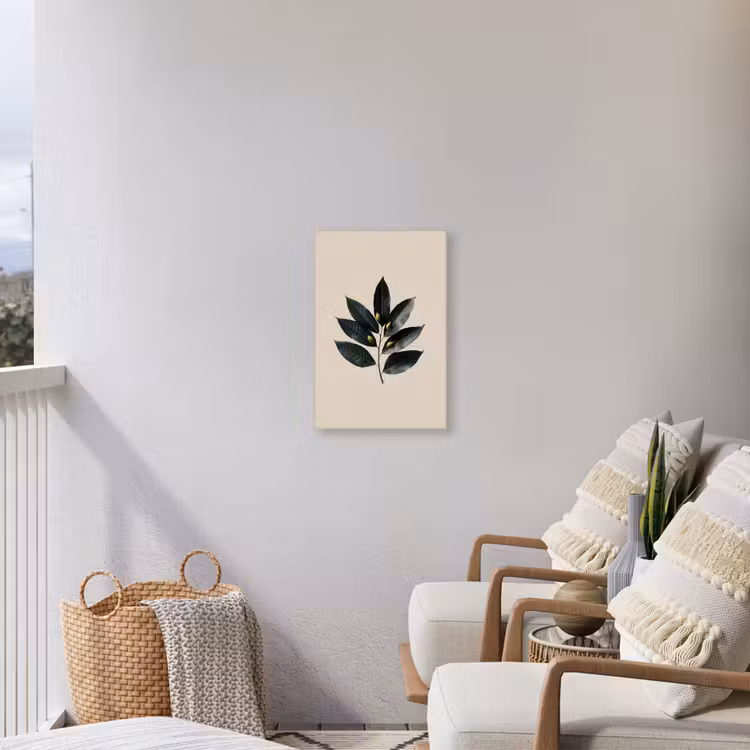 Laurierbladeren - Bloemknoppen - subtiel Tuinposter op houten frame 2 cm dik klein -sfeer1