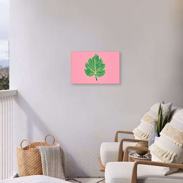 Blad - Groen - Illustratie - Minimalistisch Tuinposter op houten frame 2 cm dik klein -sfeer1