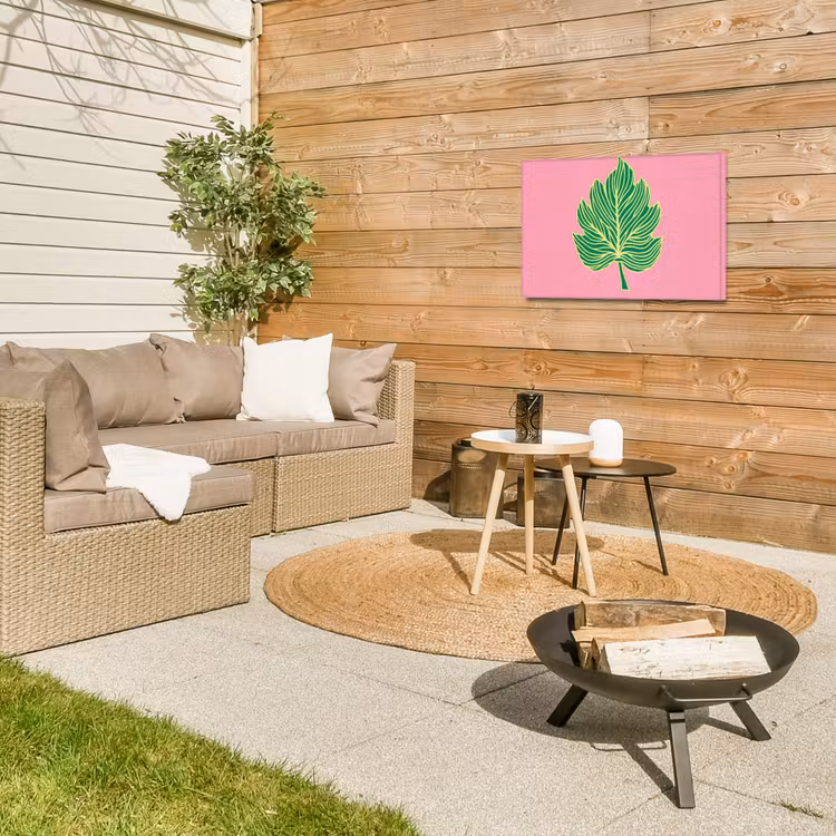 Blad - Groen - Illustratie - Minimalistisch Tuinposter op houten frame 2 cm dik klein -sfeer2