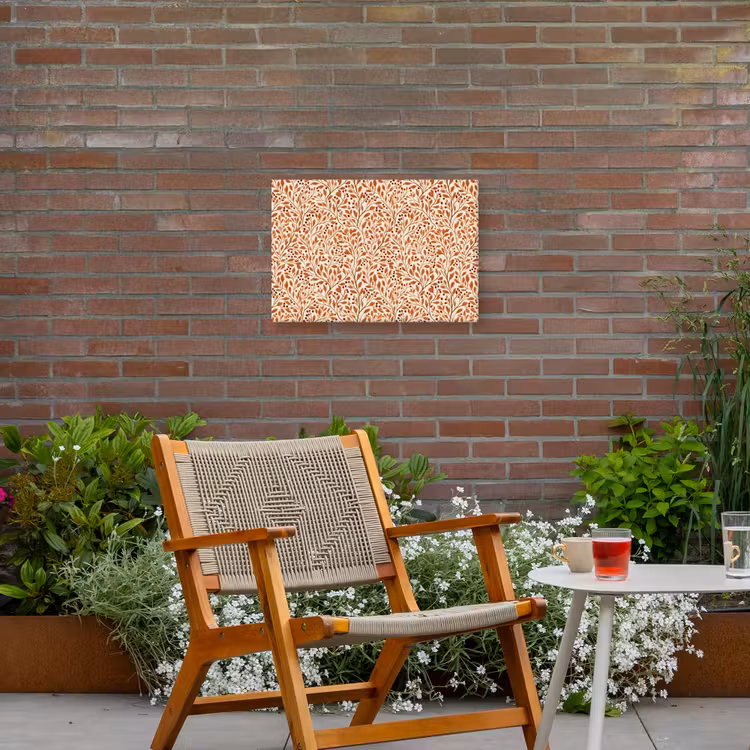 Bladeren - Botanisch - Terracotta Tuinposter op houten frame 2 cm dik klein 845 -sfeer3