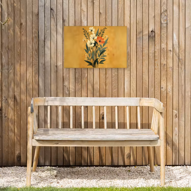Bladeren - Boeket - Bloemen - Geel Tuinposter op houten frame 2 cm dik klein -sfeer4