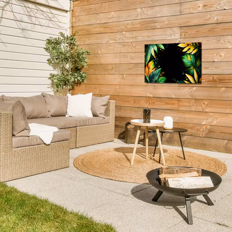 Bladeren - Groen - Geel - Verf - Jungle Tuinposter op houten frame 2 cm dik klein -sfeer2