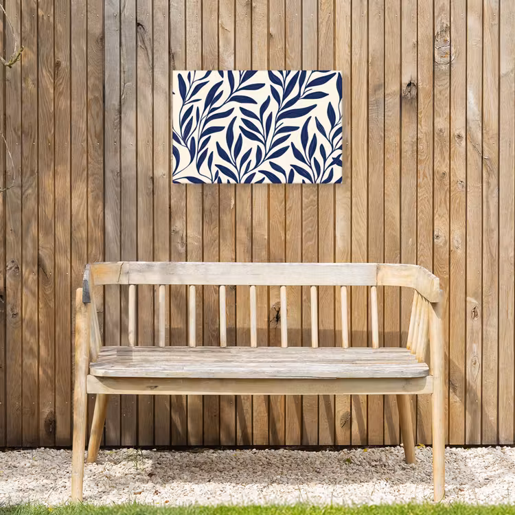 Bladeren - Klimop - Donkerblauw Tuinposter op houten frame 2 cm dik klein -sfeer4