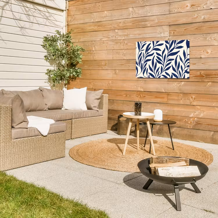 Bladeren - Klimop - Donkerblauw Tuinposter op houten frame 2 cm dik klein -sfeer2
