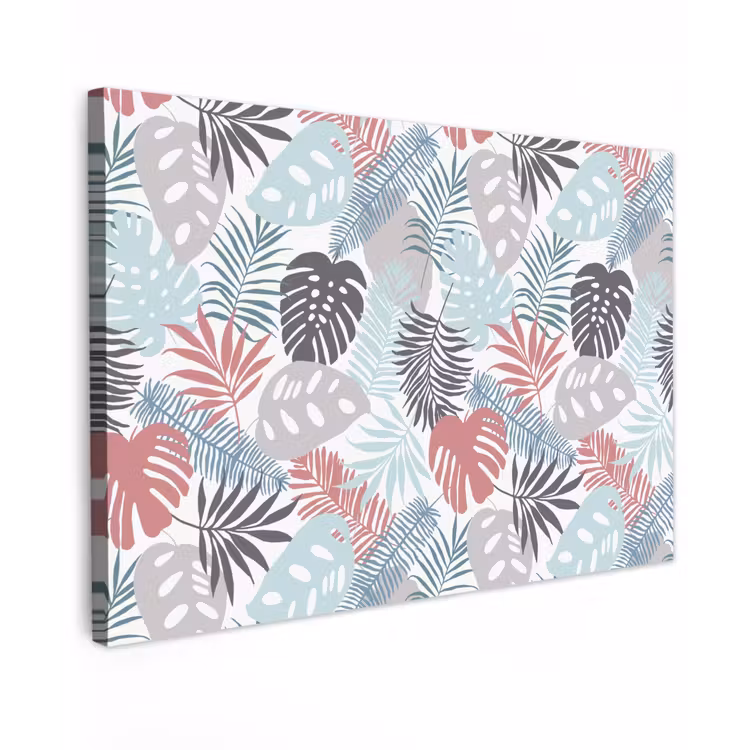 Bladeren - Jungle - Pastel - Tropisch Tuinposter op houten frame 2 cm dik klein -3d