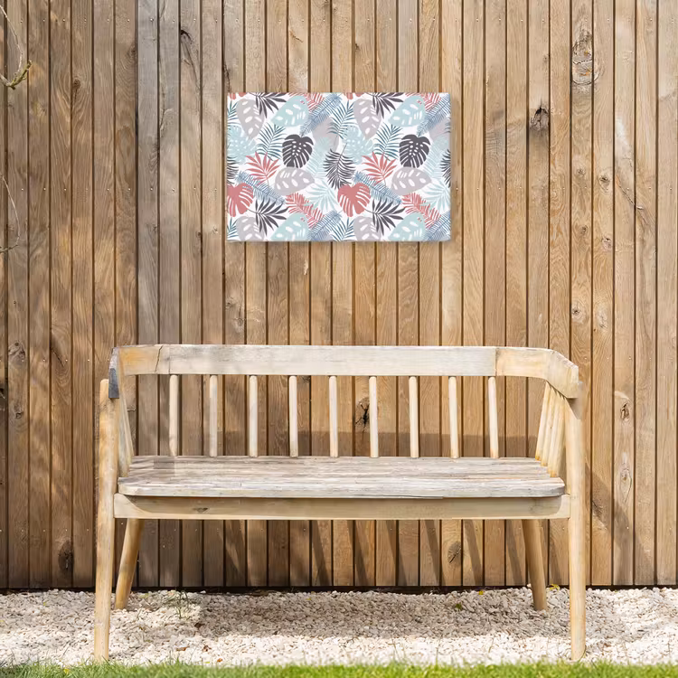 Bladeren - Jungle - Pastel - Tropisch Tuinposter op houten frame 2 cm dik klein -sfeer4