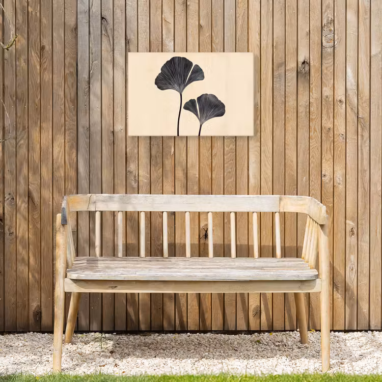 Bladeren - Minimalistisch - Zwart Tuinposter op houten frame 2 cm dik klein -sfeer4