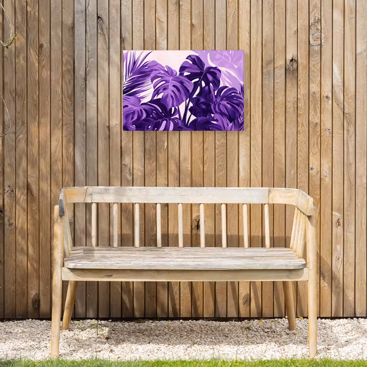 Bladeren - Paars - Tropisch - Abstract Tuinposter op houten frame 2 cm dik klein -sfeer4