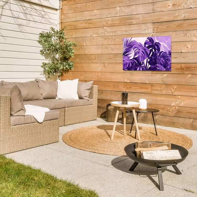 Bladeren - Paars - Tropisch - Abstract Tuinposter op houten frame 2 cm dik klein -sfeer2
