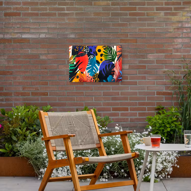 Bladeren - Vormen - Abstract - Kleurrijk Tuinposter op houten frame 2 cm dik klein -sfeer3