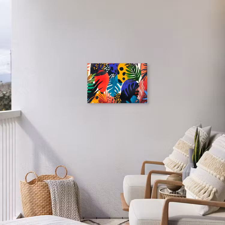 Bladeren - Vormen - Abstract - Kleurrijk Tuinposter op houten frame 2 cm dik klein -sfeer1
