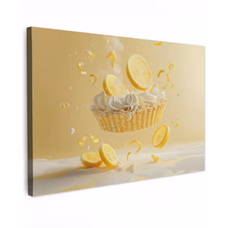 Citroen - Taart - Eten - Geel Tuinposter op houten frame 2 cm dik klein -3d