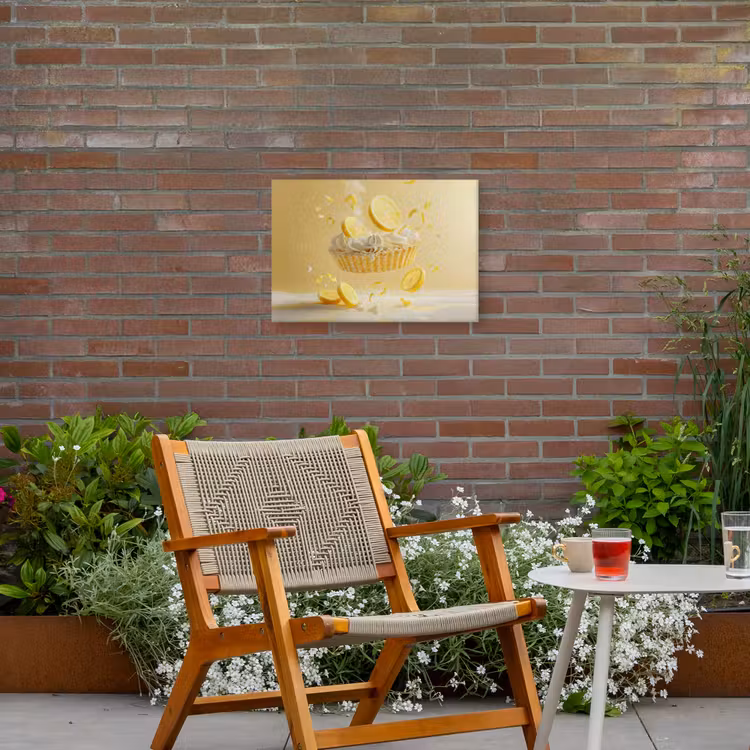 Citroen - Taart - Eten - Geel Tuinposter op houten frame 2 cm dik klein -sfeer3