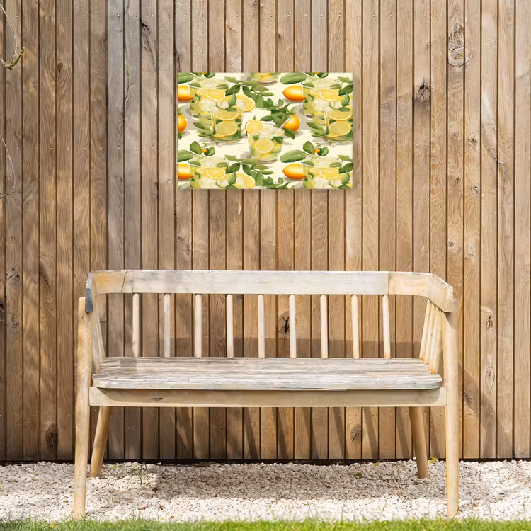 Citroen - Drankje - Glas - Munt Tuinposter op houten frame 2 cm dik klein 845 -sfeer4