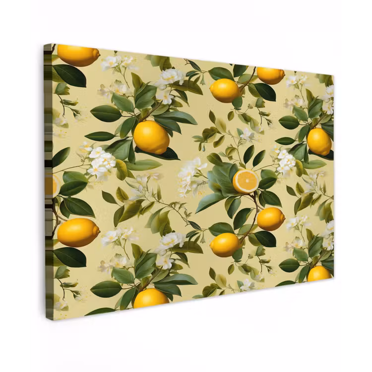 Citroen - Groen - Bloesem Tuinposter op houten frame 2 cm dik klein 845 -3d