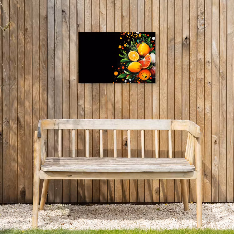 Citroenen - Zwart - Kruiden - Graffiti - Verf Tuinposter op houten frame 2 cm dik klein -sfeer4