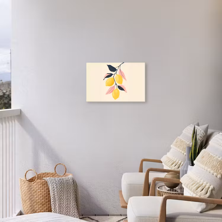 Citroenen - Felgeel - Tak - Bladeren Tuinposter op houten frame 2 cm dik klein -sfeer1
