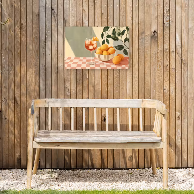 Citroenen - Glas - Tafelkleed - Geblokt Tuinposter op houten frame 2 cm dik klein -sfeer4
