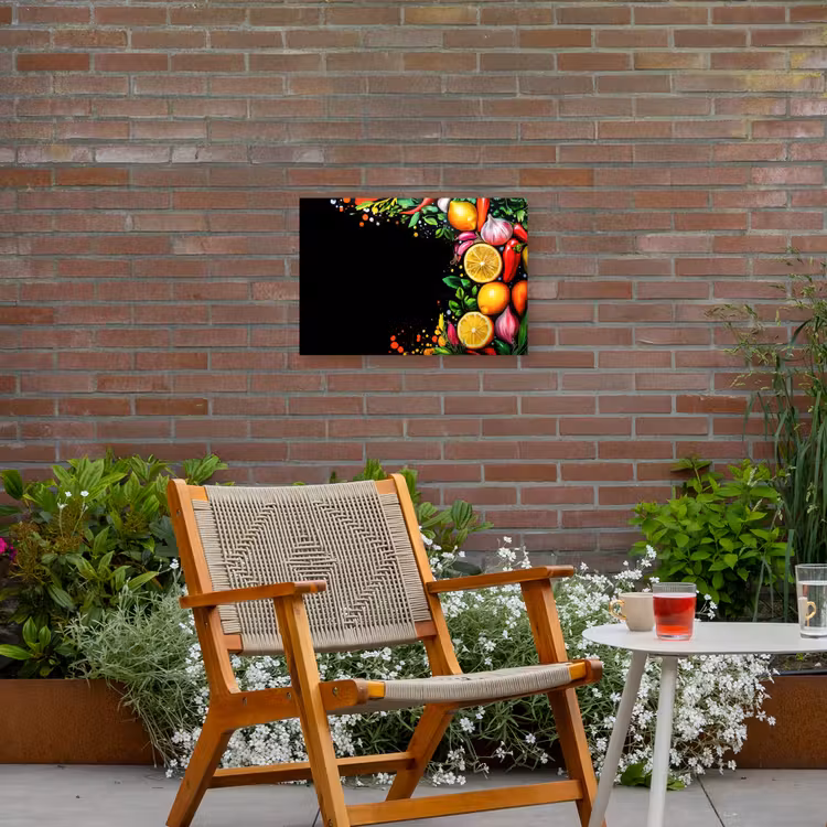 Citroenen - Peper - Kruiden - Graffiti - Verf - Abstract Tuinposter op houten frame 2 cm dik klein -sfeer3