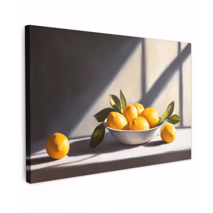 Citroenen - Stilleven - Geel Tuinposter op houten frame 2 cm dik klein -3d