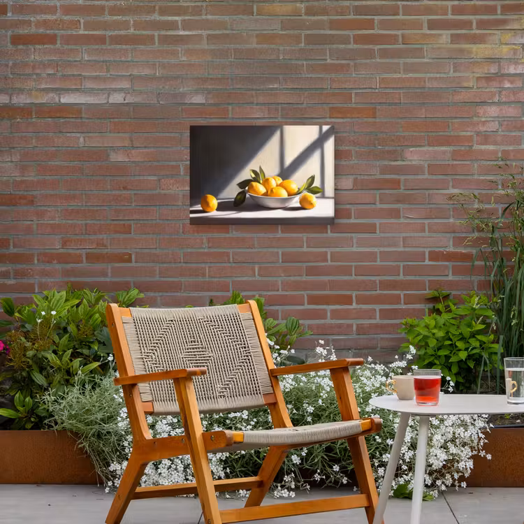 Citroenen - Stilleven - Geel Tuinposter op houten frame 2 cm dik klein -sfeer3