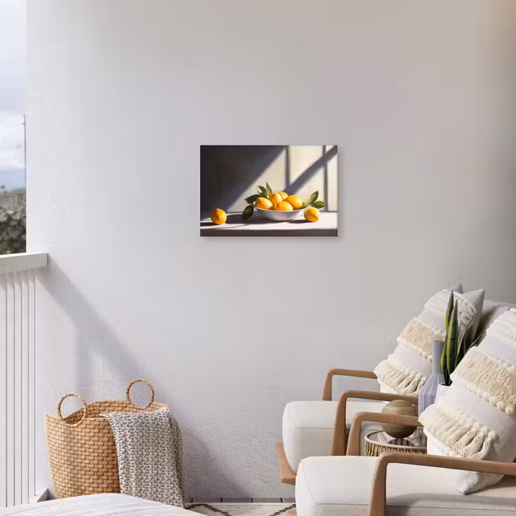 Citroenen - Stilleven - Geel Tuinposter op houten frame 2 cm dik klein -sfeer1