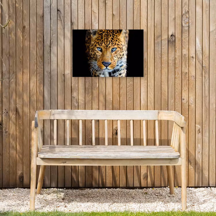 Luipaard - Dieren - Portret - Wilde dieren - Zwart Tuinposter op houten frame 2 cm dik klein -sfeer4