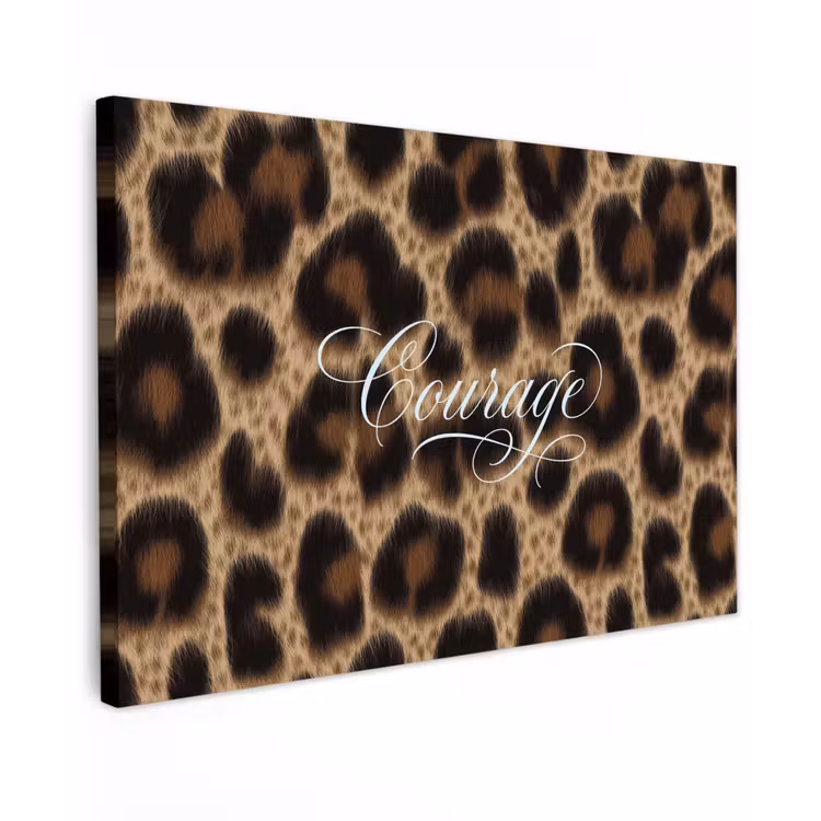Luipaardprint - Bruin - Courage - Sierlijk Tuinposter op houten frame 2 cm dik klein -3d