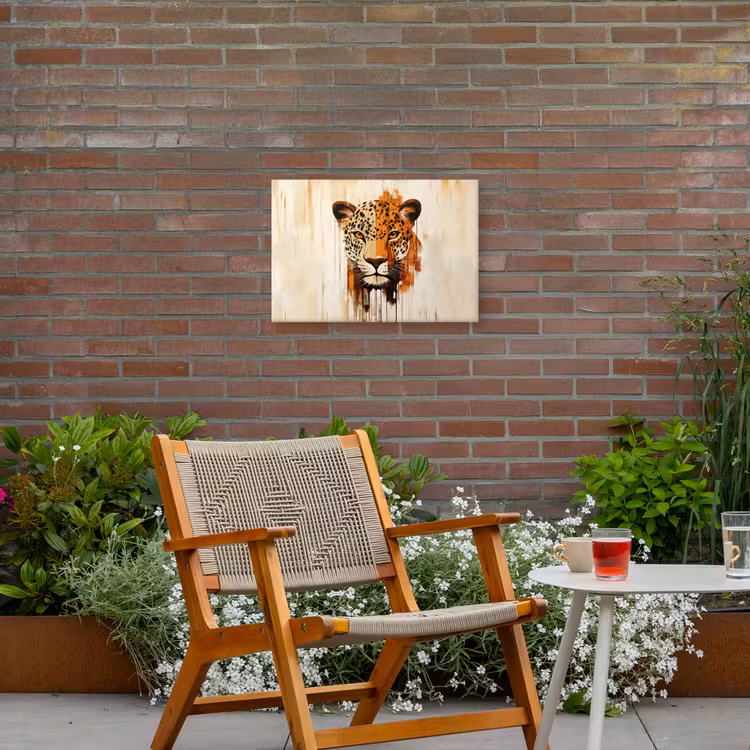 Luipaard - Symmetrisch - Strepen Tuinposter op houten frame 2 cm dik klein -sfeer3