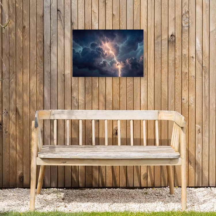 Bliksem - Storm - Natuur - Donker Tuinposter op houten frame 2 cm dik klein -sfeer4