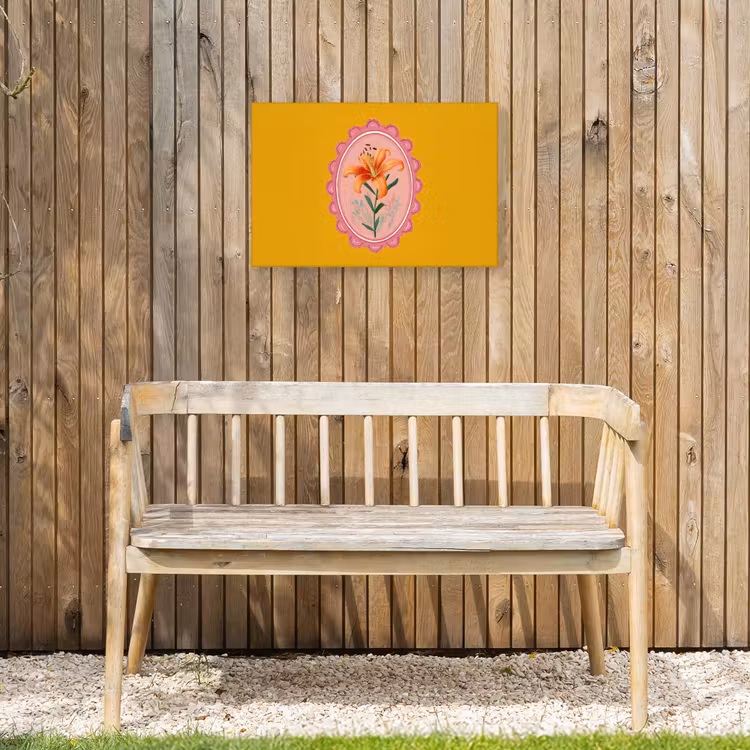 Lelie - Oranje - Lijst - Ovaal Tuinposter op houten frame 2 cm dik klein -sfeer4