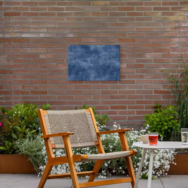 Linnen - Textuur - Patroon - Denim - Rustiek Tuinposter op houten frame 2 cm dik klein 845 -sfeer3