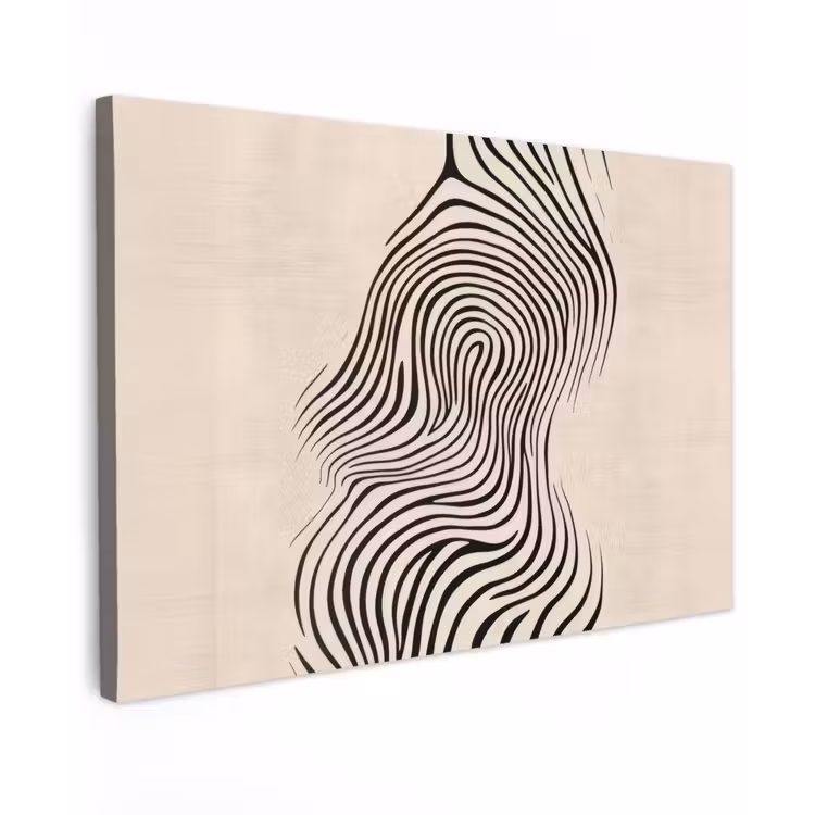 Lijnen - Abstract - Golvend - Zwart Tuinposter op houten frame 2 cm dik klein -3d